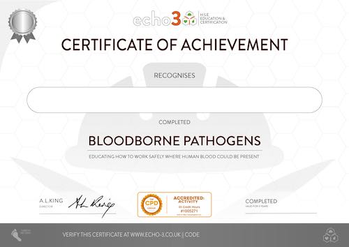 BLOODBORNE PATHOGENS CERTIFICATE