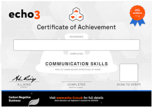 Echo3 COMMUNICATION SKILLS Certificate