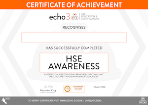 HSE AWARENESS CERTIFICATE
