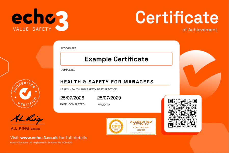 Health & Safety for Managers Certificate
