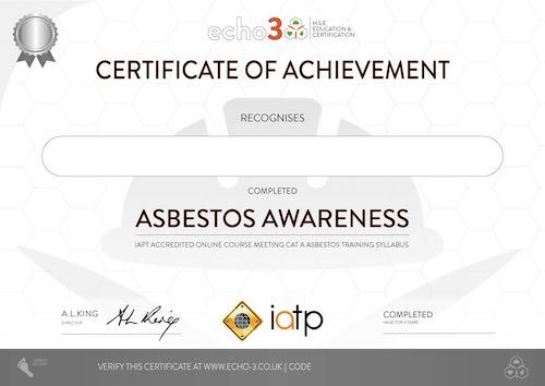 Asbestos Awareness online course (CAT A) £9 IATP Accredited