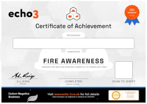 Echo3 FIRE AWARENESS Certificate