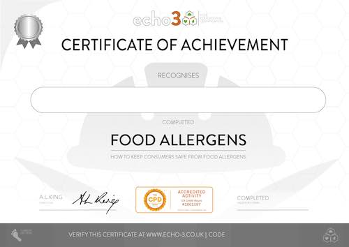 Food Allergen Online Course £12 CPD Accredited