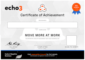 Echo3 MOVE MORE AT WORK Certificate