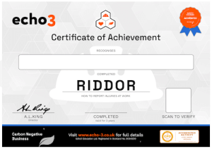 Echo3 RIDDOR Certificate