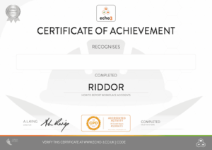 RIDDOR certificate