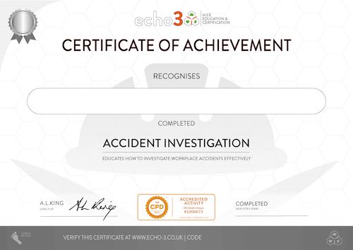 ACCIDENT INVESTIGATION CERTIFICATE