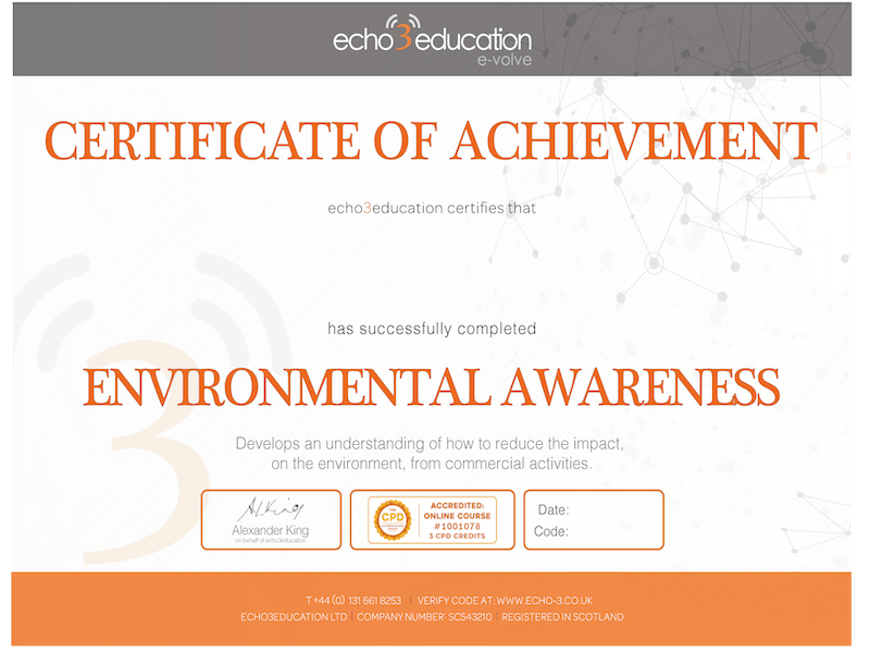 Environmental Awareness Course Online £24 CPD Accredited