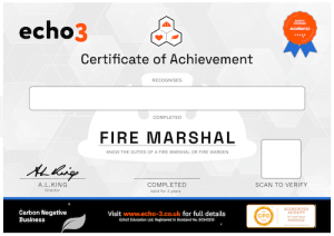 Echo3 FIRE MARSHAL Certificate