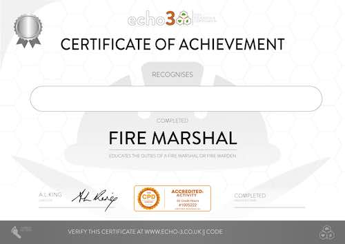 FIRE MARSHAL CERTIFICATE