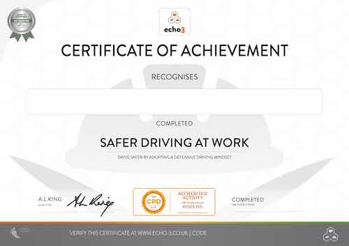 SAFER DRIVING Certificate