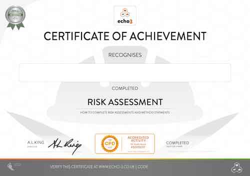 RISK ASSESSMENT CERTIFICATE