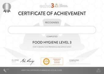 FOOD HYGIENE Level 3 CERTIFICATE