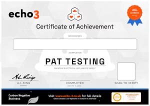 Echo3 PAT TESTING Certificate