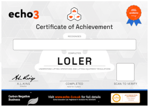 Echo3 LOLER Certificate