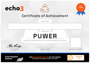 Echo3 PUWER Certificate