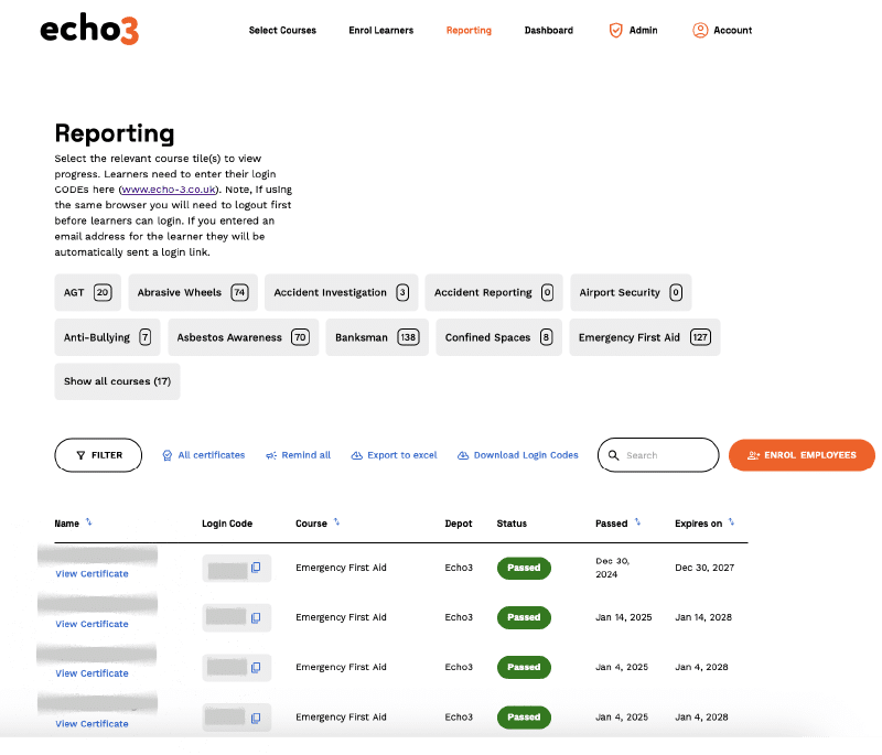 Echo3 Reporting